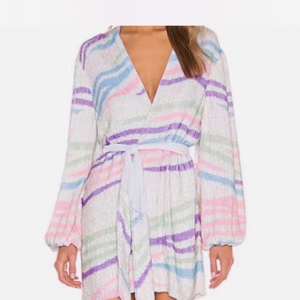 Retrofete Multicolor Striped Long Sleeve Dress
